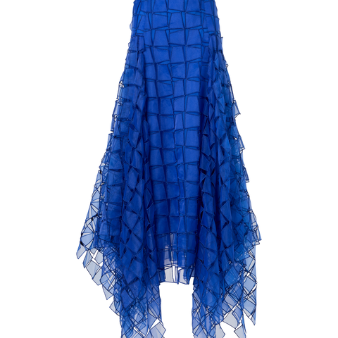 Maxi Skirt with Tapezoid Organza Embroidery
