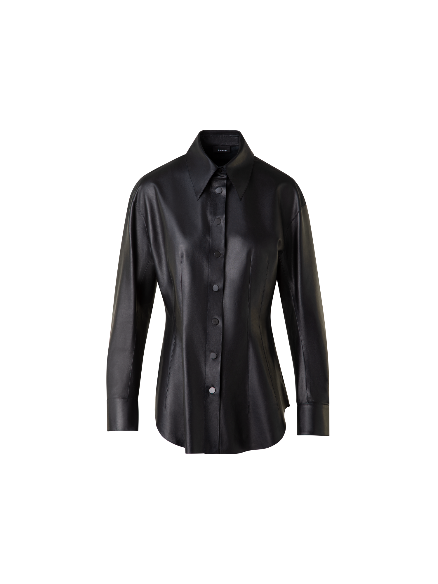 Designer Fitted Leather Blouse - black