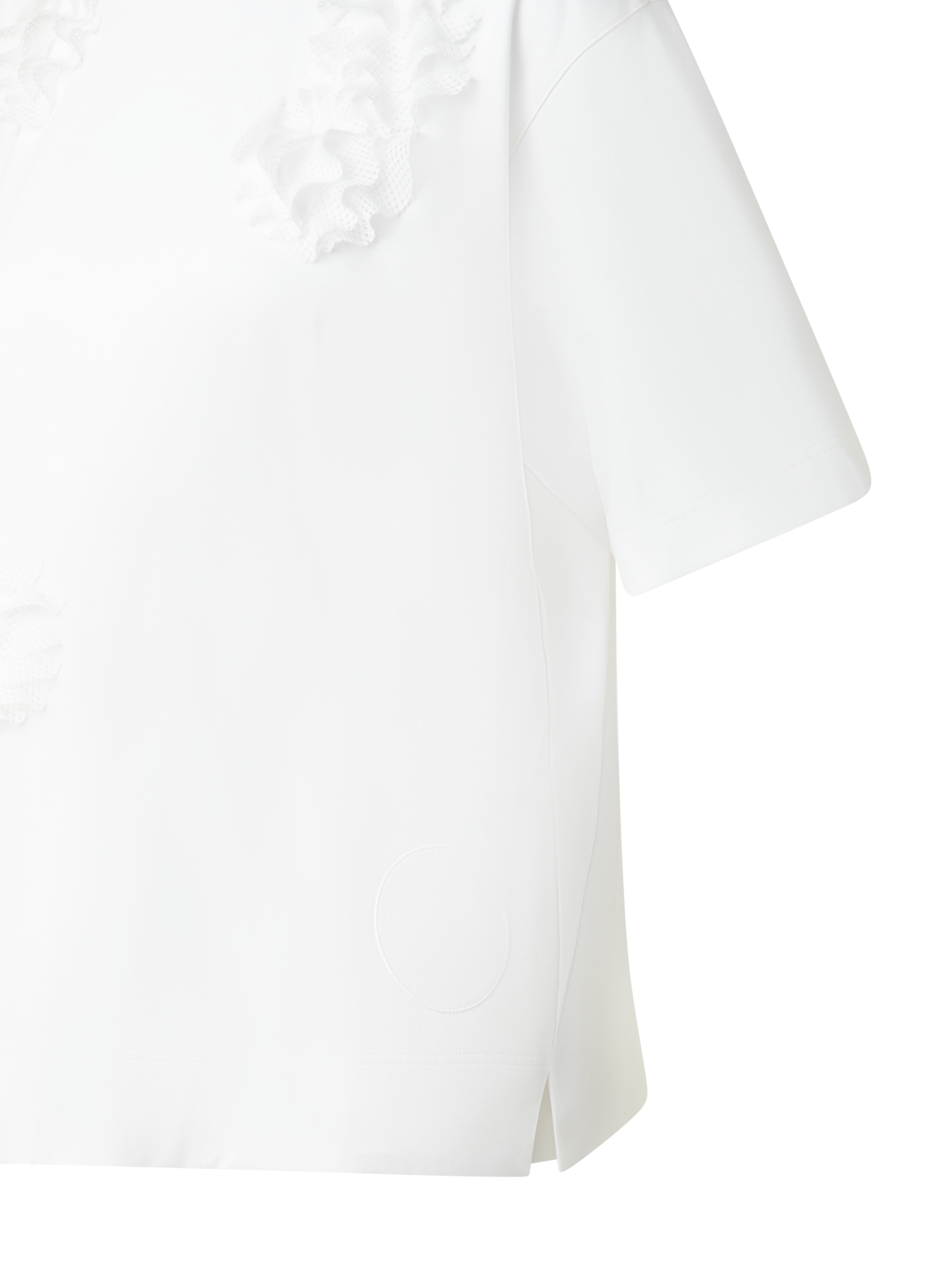 Designer Boxy Cotton T-Shirt with 3D Carnation Detail - neutral - ecru - white