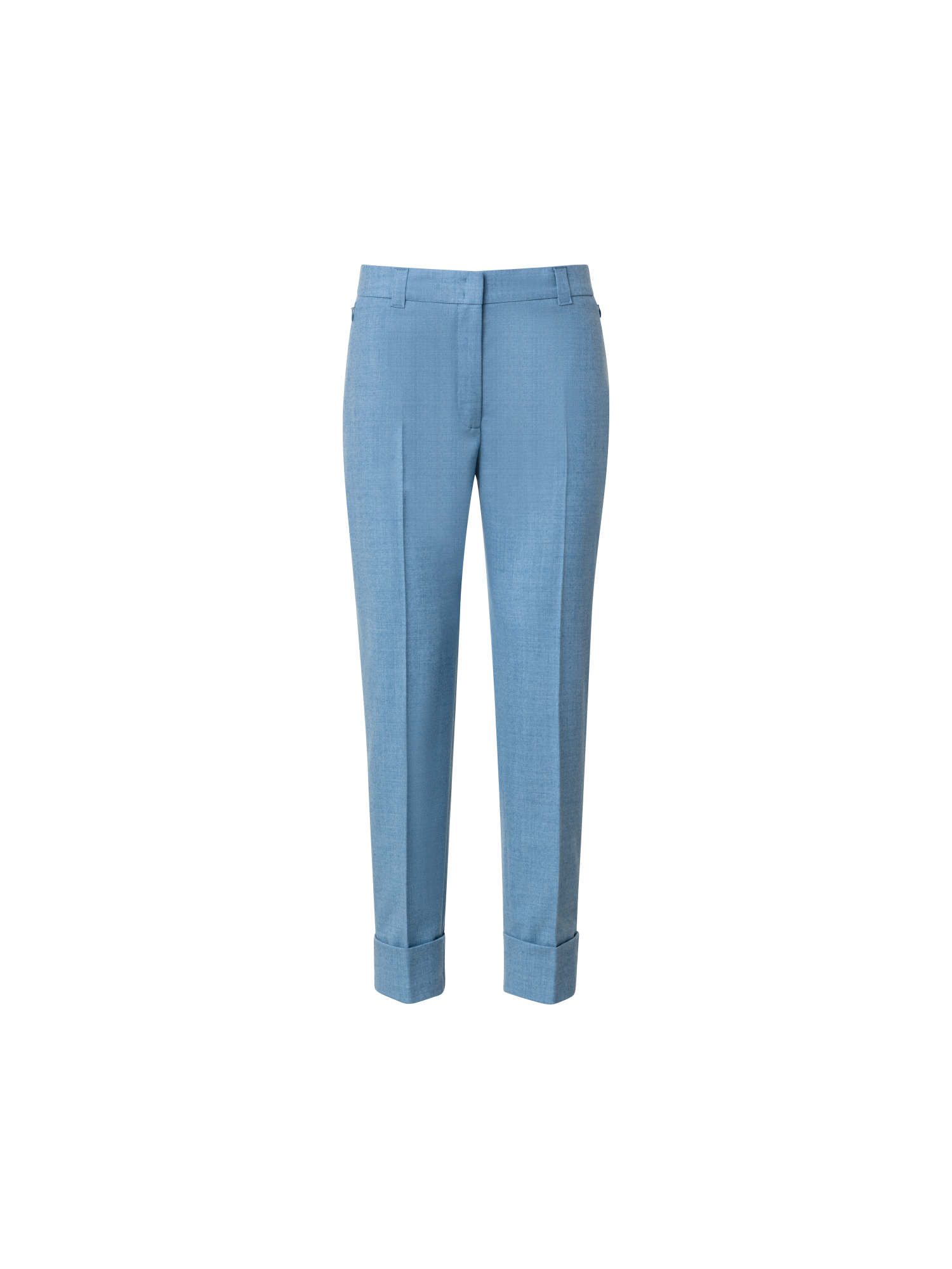 Designer Cropped Tapered Wool Stretch Flannel Pants - blue