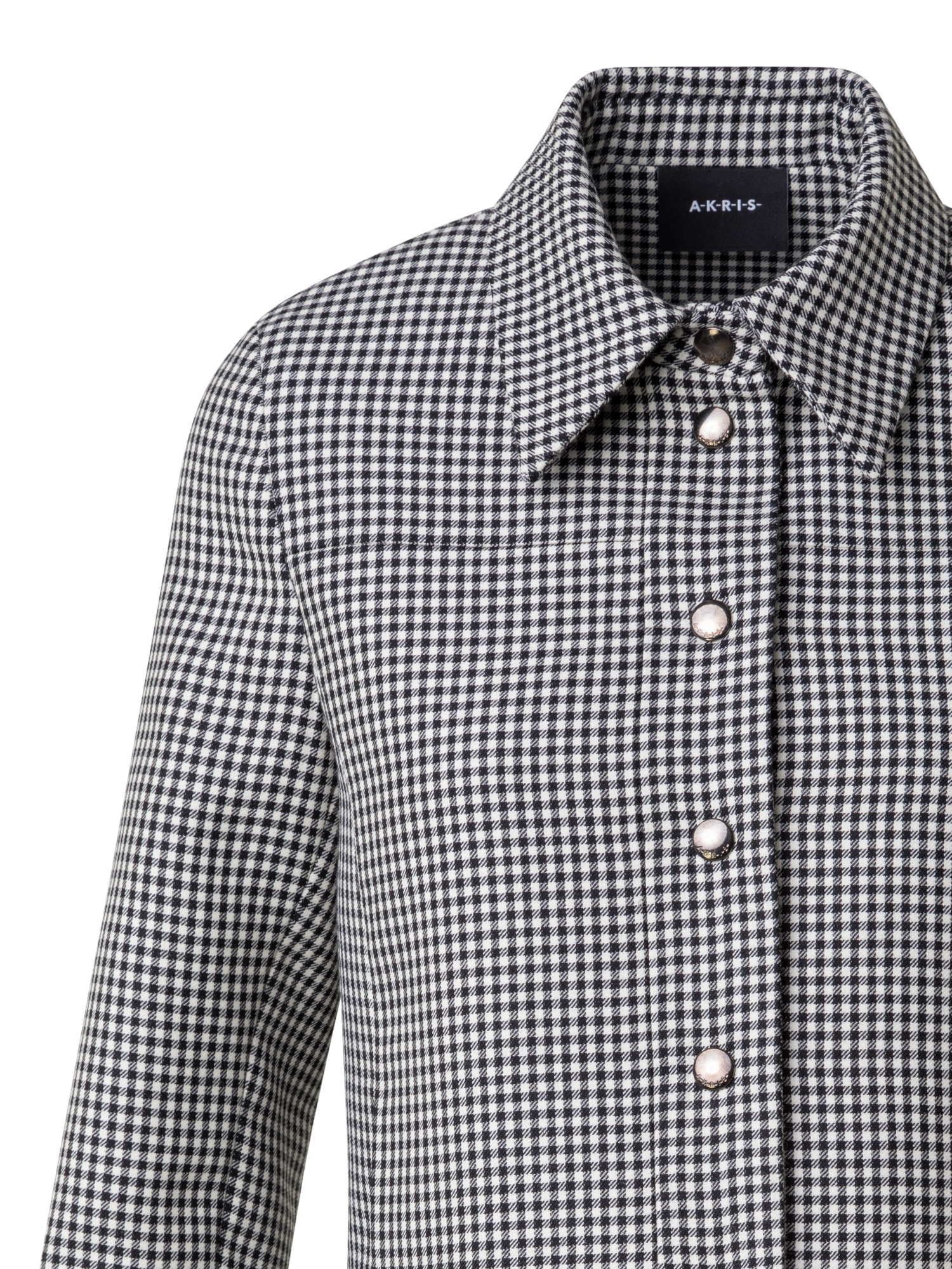 Designer Short Vichy Shirt Jacket in Wool Double-Face - black - multicolor