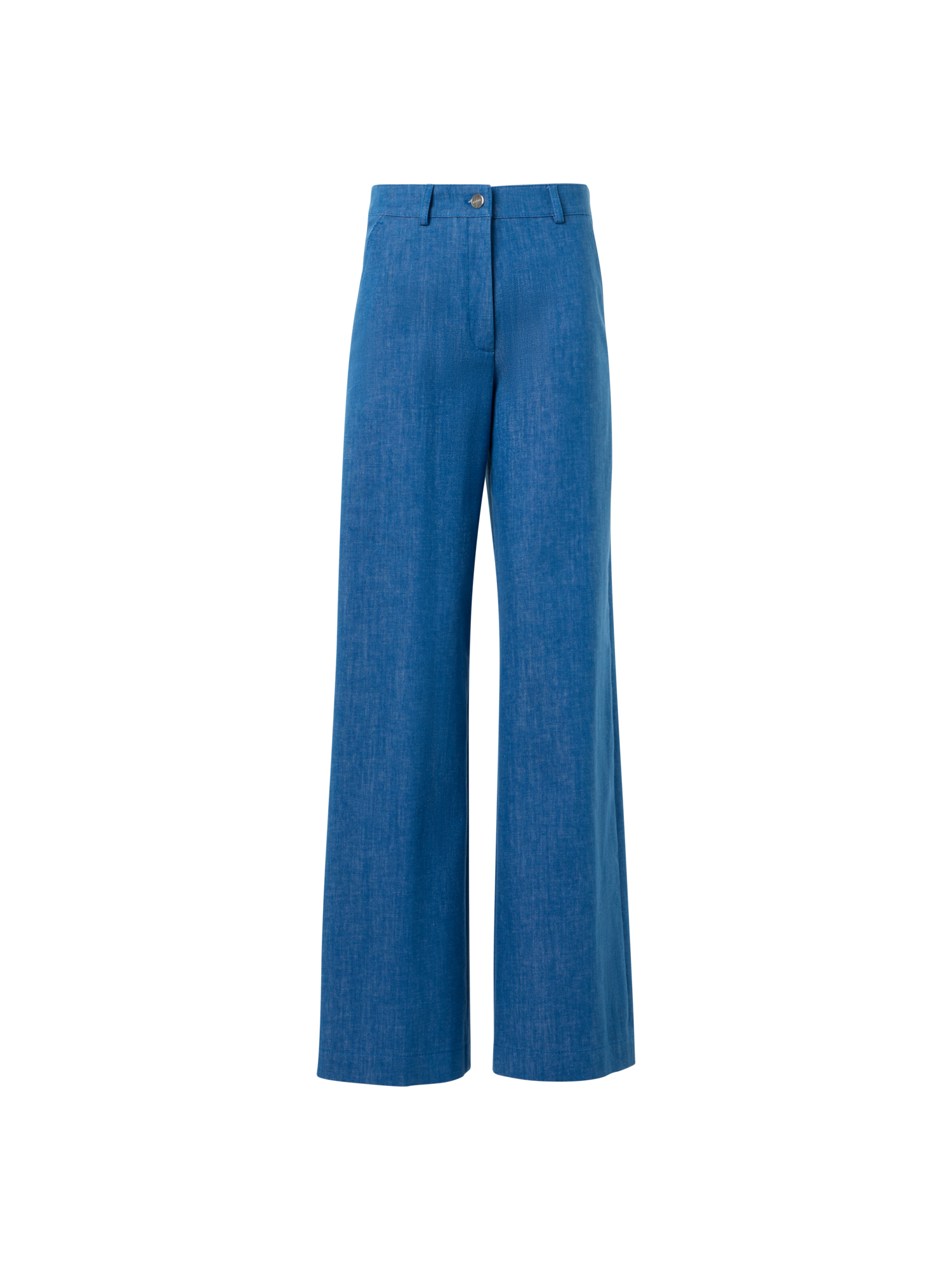 Designer Straight Wide Leg Cotton Denim Pants - blue