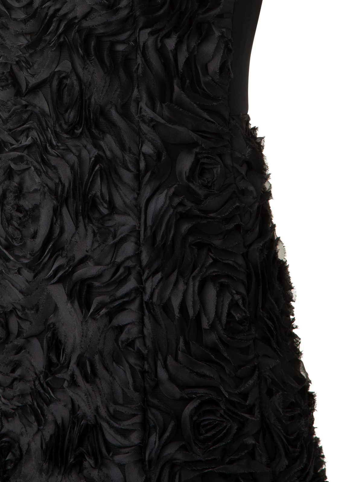 Designer Flared Midi Dress in 3D Carnation Embroidery - black