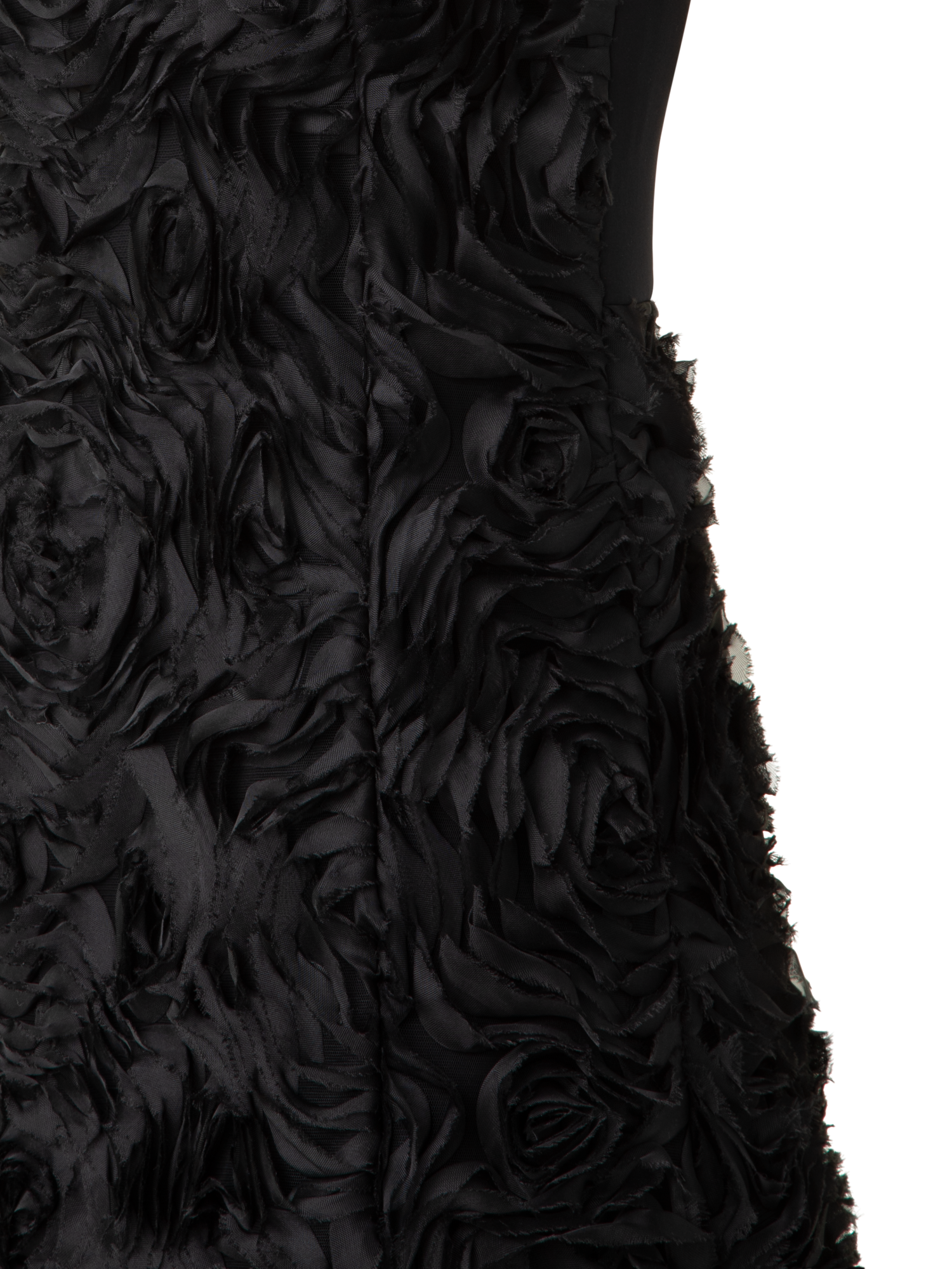 Designer Flared Midi Dress in 3D Carnation Embroidery - black