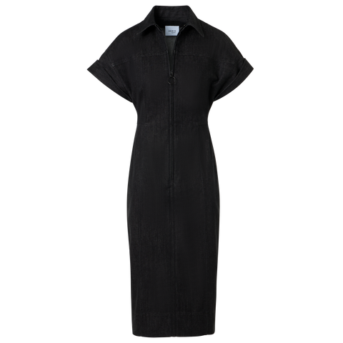 Fitted Cotton Stretch Denim Dress Black Denim / 2 Fitted Cotton Stretch Denim Dress Black Denim / 2