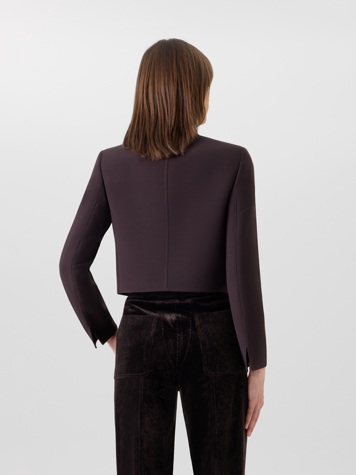 Designer Short Wool Double-Face Jacket with Gold Buttons - brown #editorial