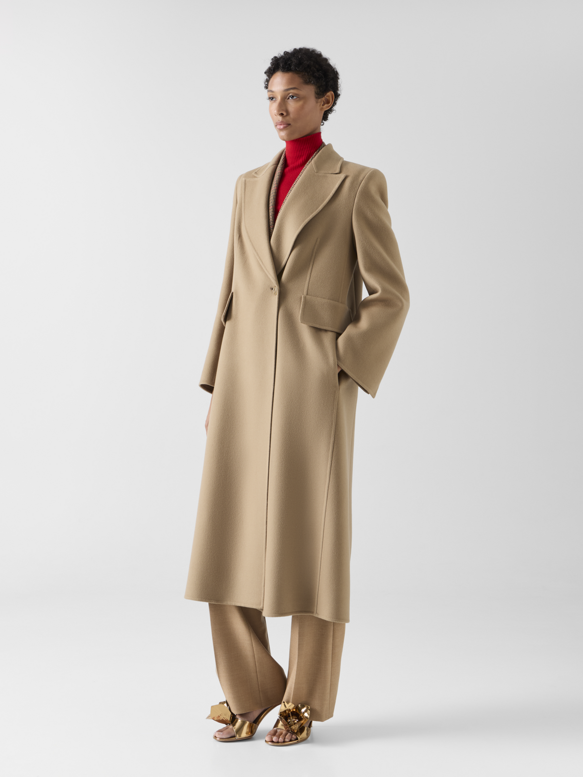 Designer Cashmere Double-Face Straight Coat - beige 