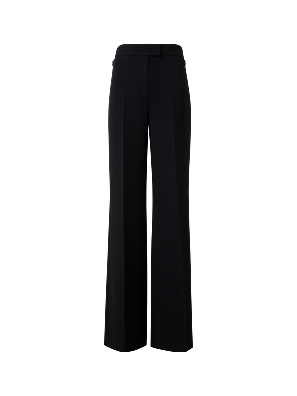 Designer Wide Wool Double-Face Pants - black