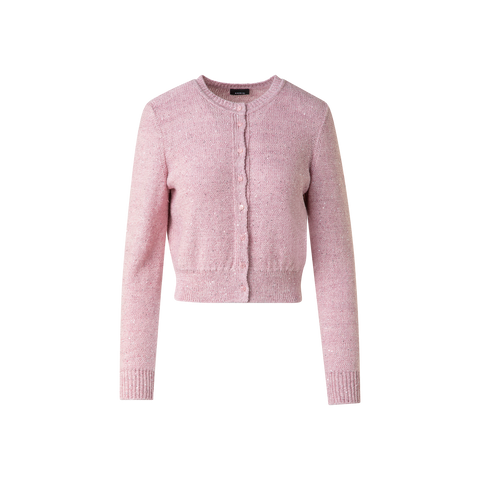 Cardigan in Linen Cotton with Micro Sequins