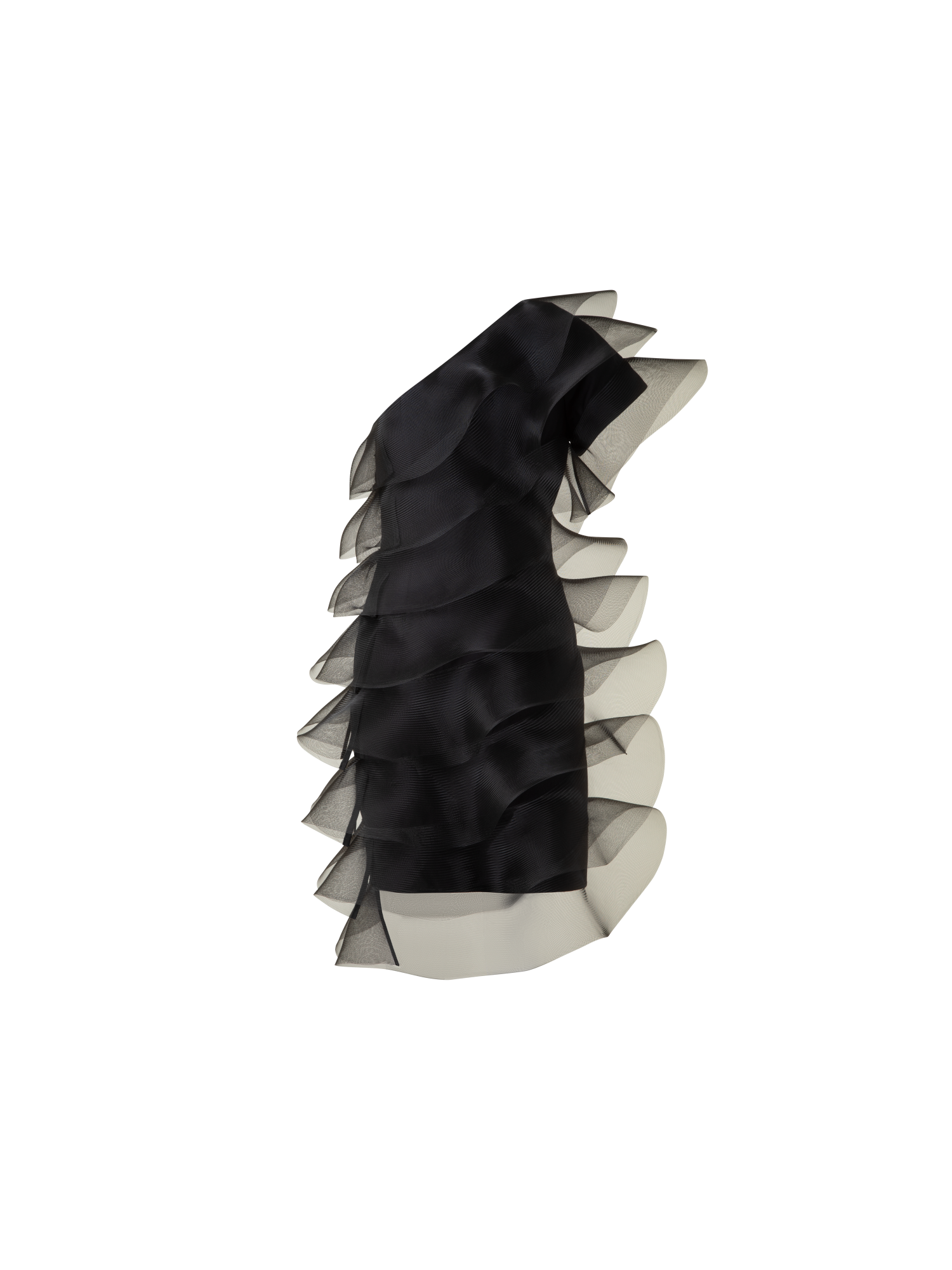 Designer Cotton Silk Cocktail Dress with Waves - black