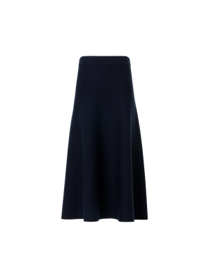 Designer Milano Knit Flared Midi Skirt - navy
