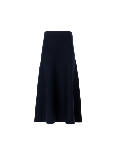 Designer Milano Knit Flared Midi Skirt - navy