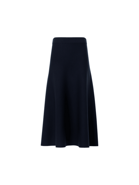 Designer Milano Knit Flared Midi Skirt - navy