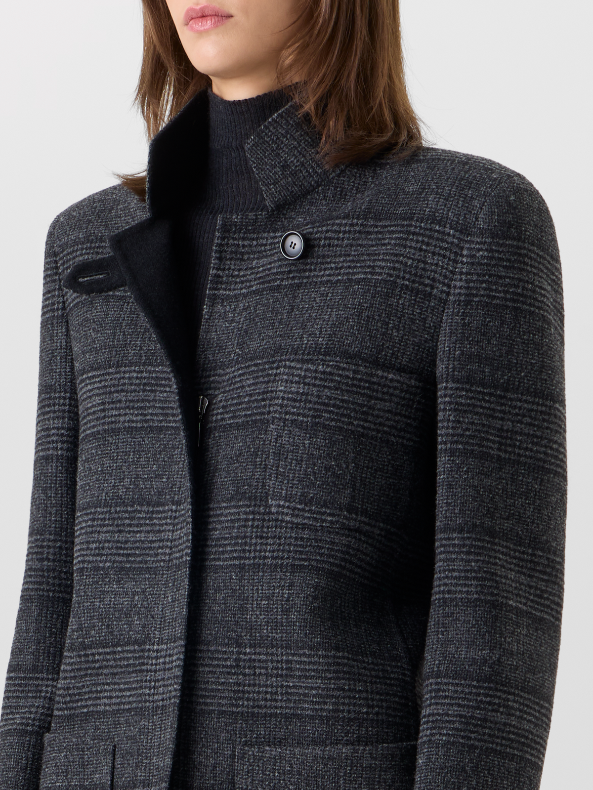 Designer Cardigan Jacket in Prince of Wales Wool Double-Face - grey - multicolor - black 