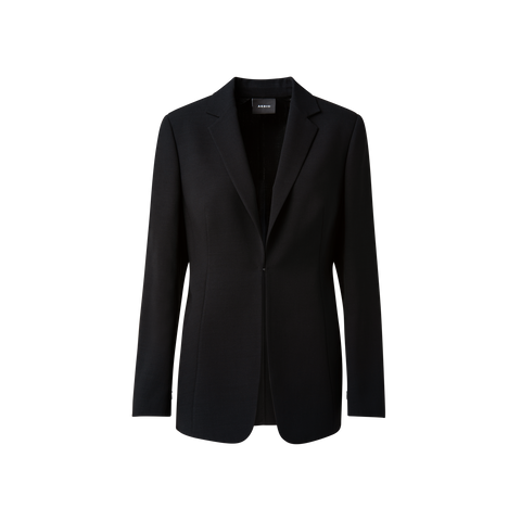 Wool Double-Face Blazer with a Leather-Lined Collar