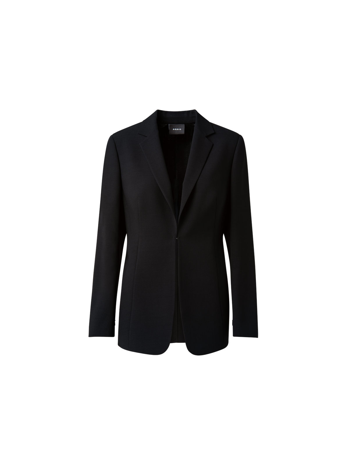 Designer Double-Face Blazer with Leather-Lined Collar - black