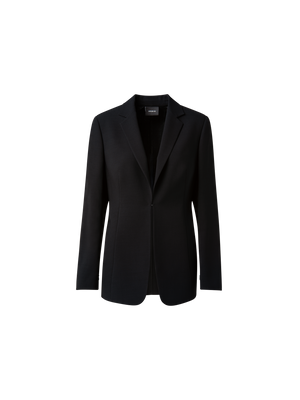 Designer Double-Face Blazer with Leather-Lined Collar - black