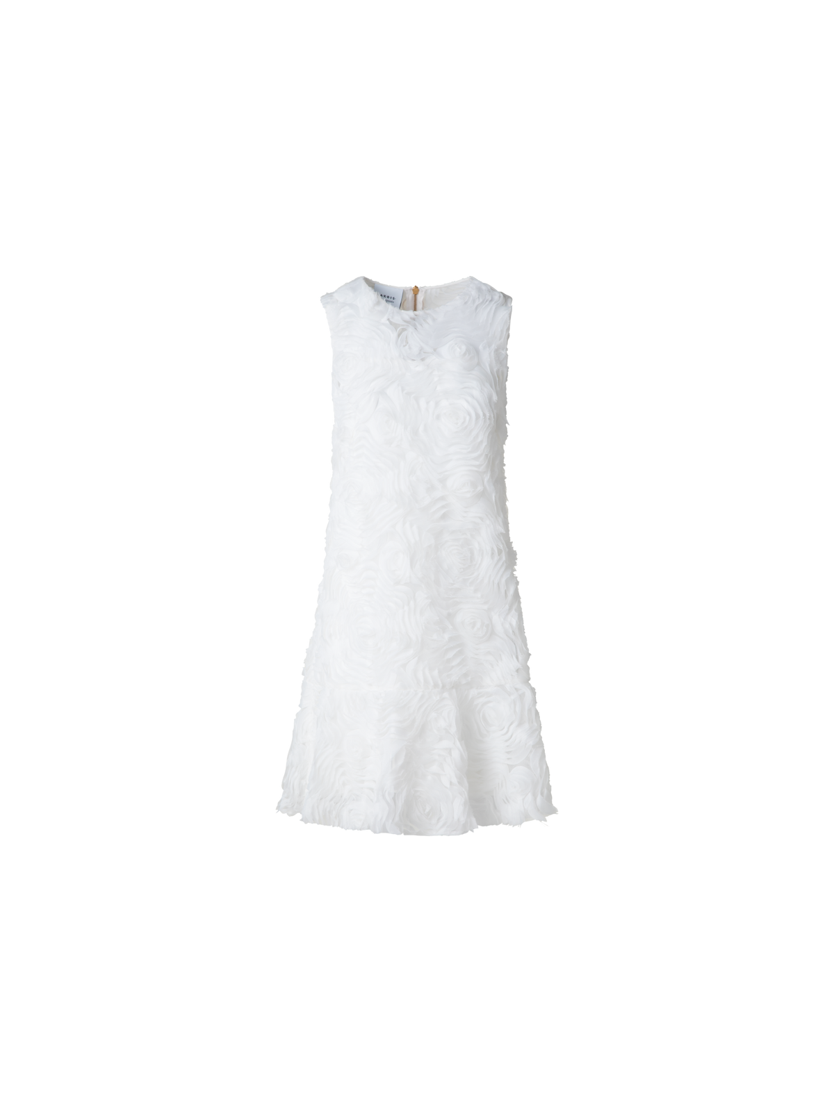 Designer Cocktail Dress with 3D Carnation Embroidery - ecru - white