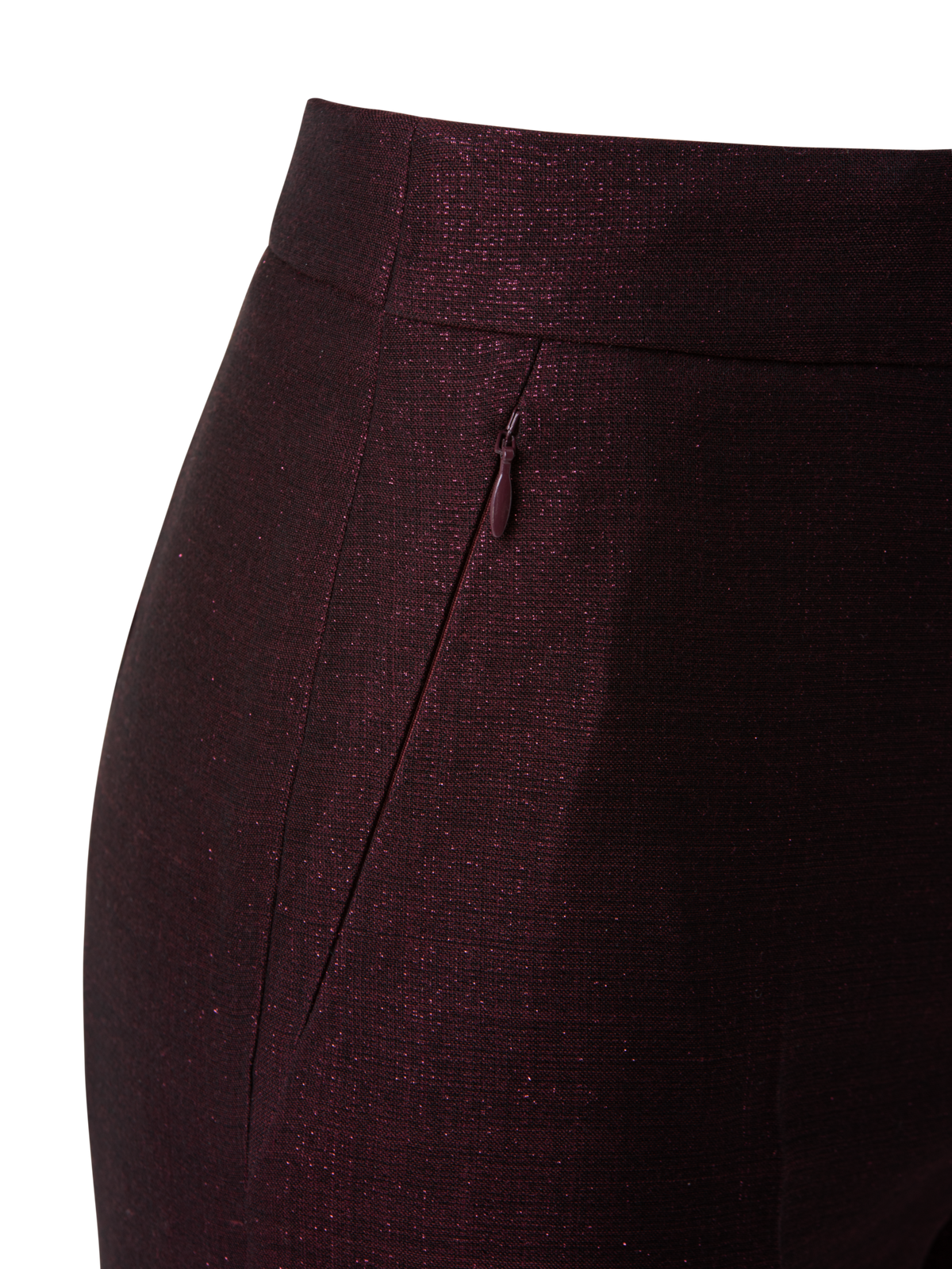 Designer Bootcut Wool Lurex Double-Face Pants - red