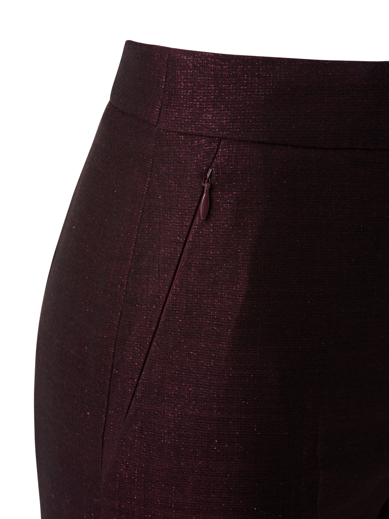 Designer Bootcut Wool Lurex Double-Face Pants - red
