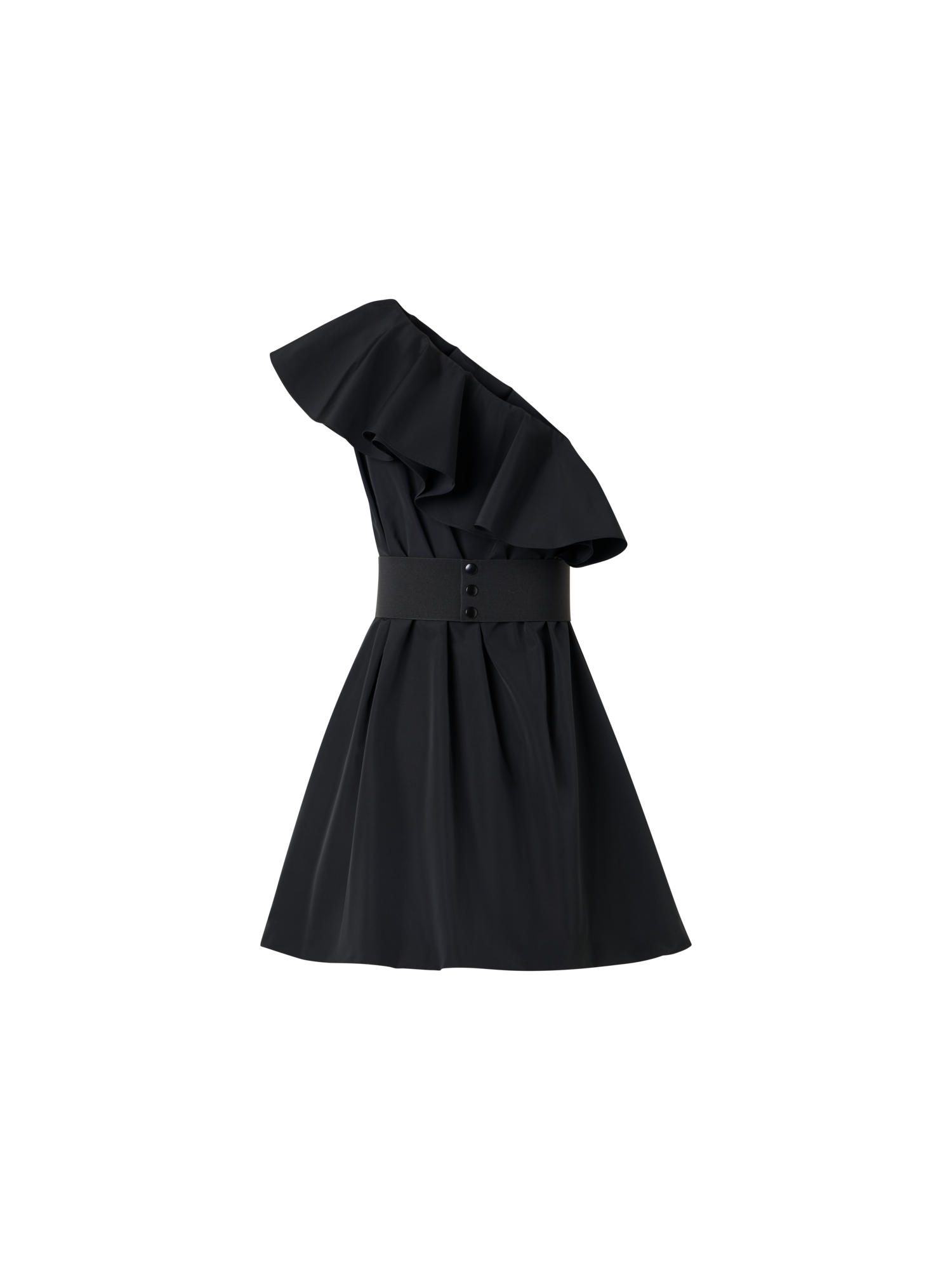 Designer Cotton-Blend Taffeta One-Shoulder Dress - black
