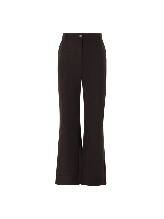 Designer Bootcut Pants in Cotton Stretch Denim - brown