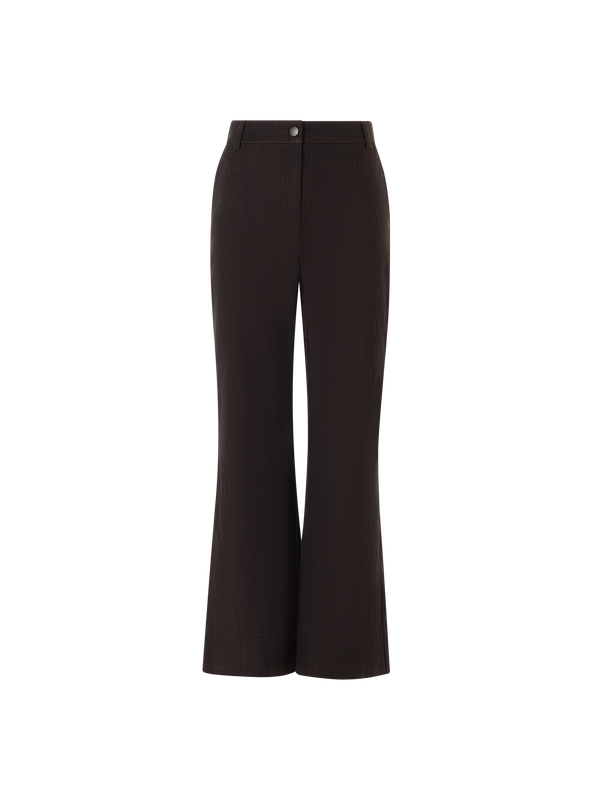 Designer Bootcut Pants in Cotton Stretch Denim - brown