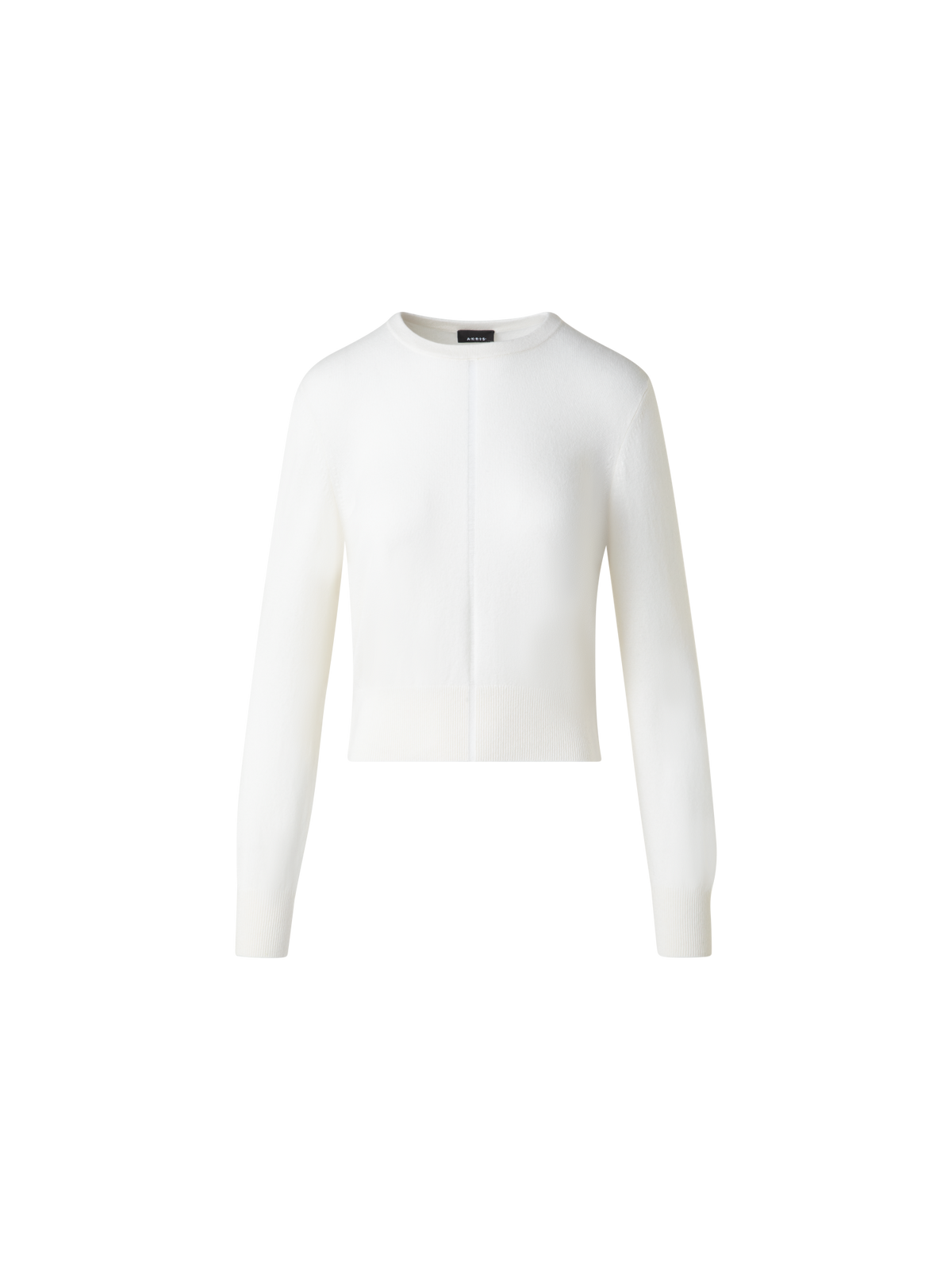 Designer Cashmere Sweater with Fine Sheer Stripe - ecru - white