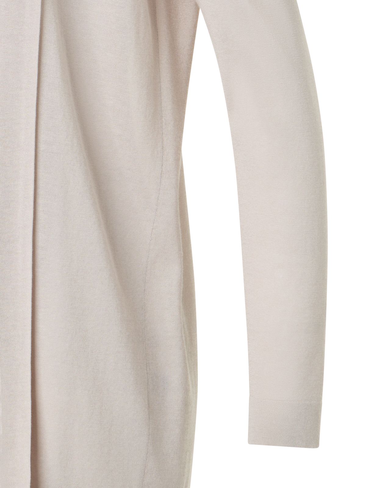 Designer Long Silk Cotton Cardigan with Shawl Collar - neutral - beige