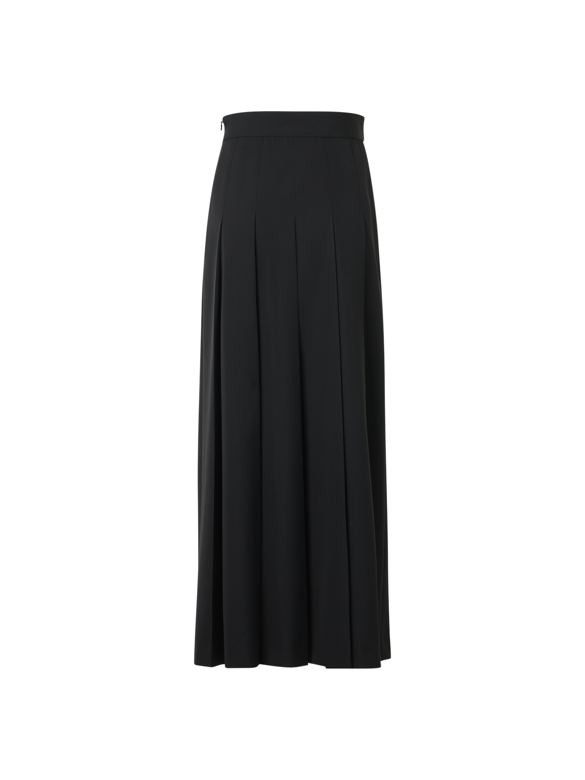 Designer Pleated Wool Midi Skirt - black