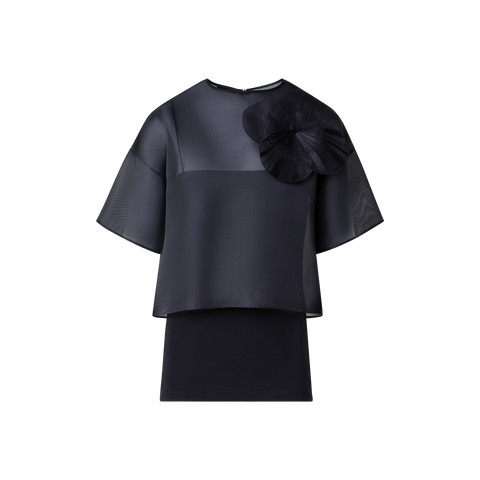 Cropped Blouse in Organza with Poppy