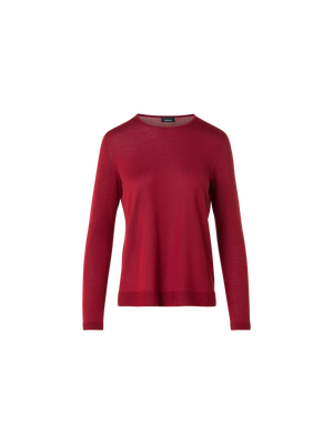 Designer Seamless Crew Neck Sweater in Cashmere Silk - wine - red