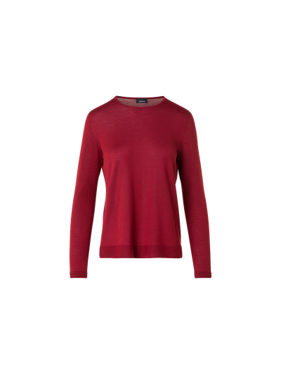 Designer Seamless Crew Neck Sweater in Cashmere Silk - wine - red
