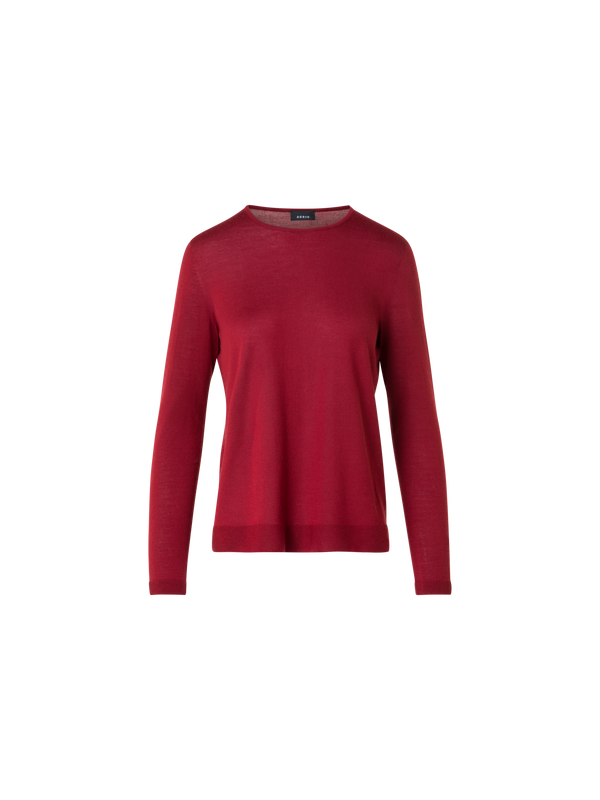 Designer Seamless Crew Neck Sweater in Cashmere Silk - wine - red
