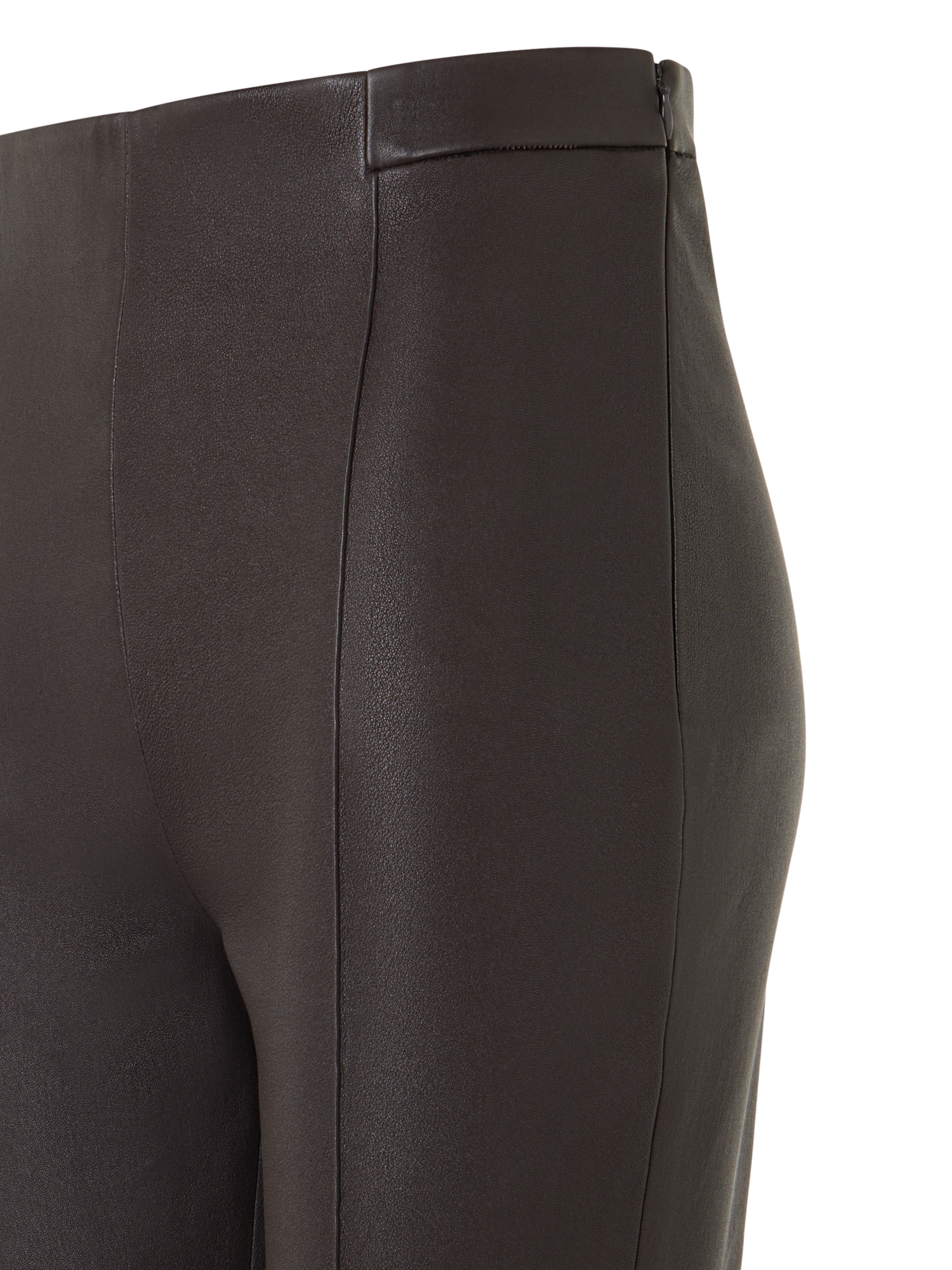 Designer Slim Leg Pants in Stretch Leather - brown