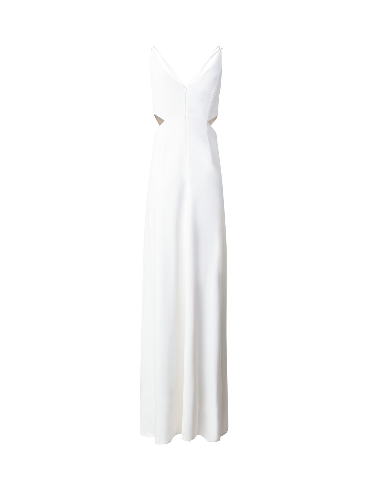 Designer Long Evening Dress with Side Cut Outs - ecru - white