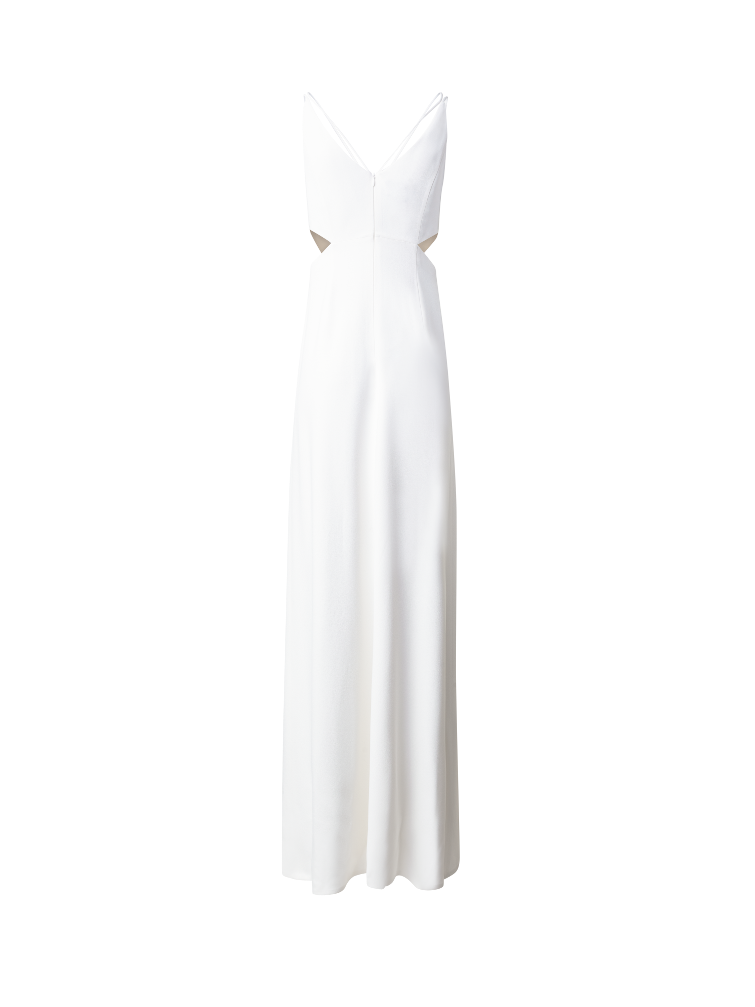 Designer Long Evening Dress with Side Cut Outs - ecru - white