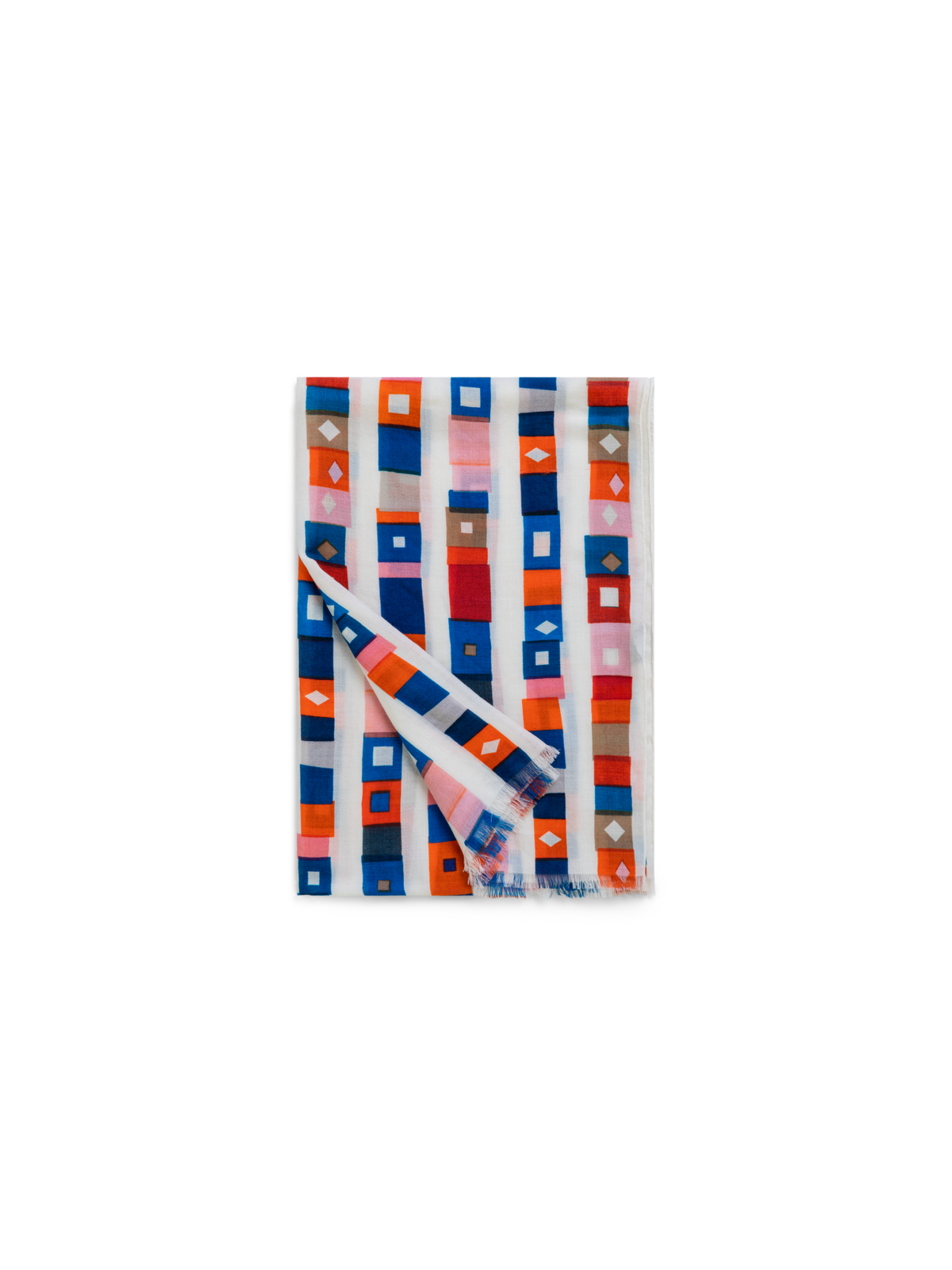 Designer Cashmere Silk Scarf with Superstripe Print - multicolor