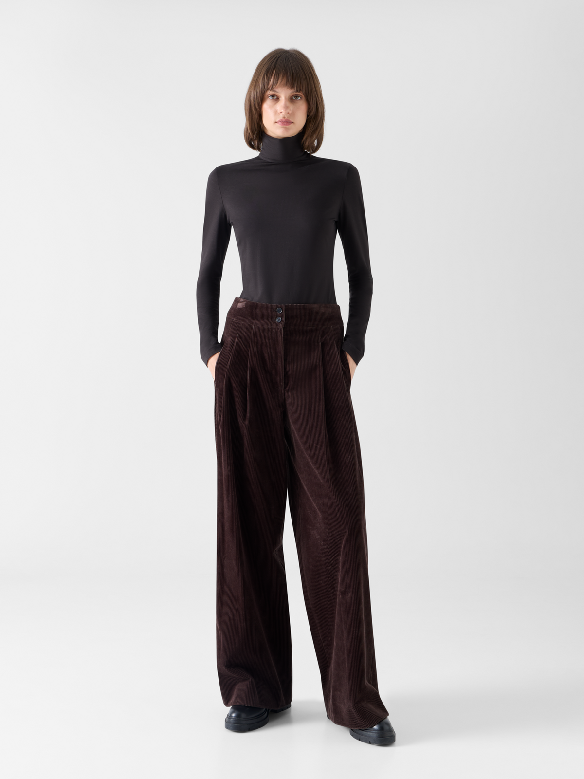 Designer Mock Neck Shirt in Modal Jersey - brown #editorial