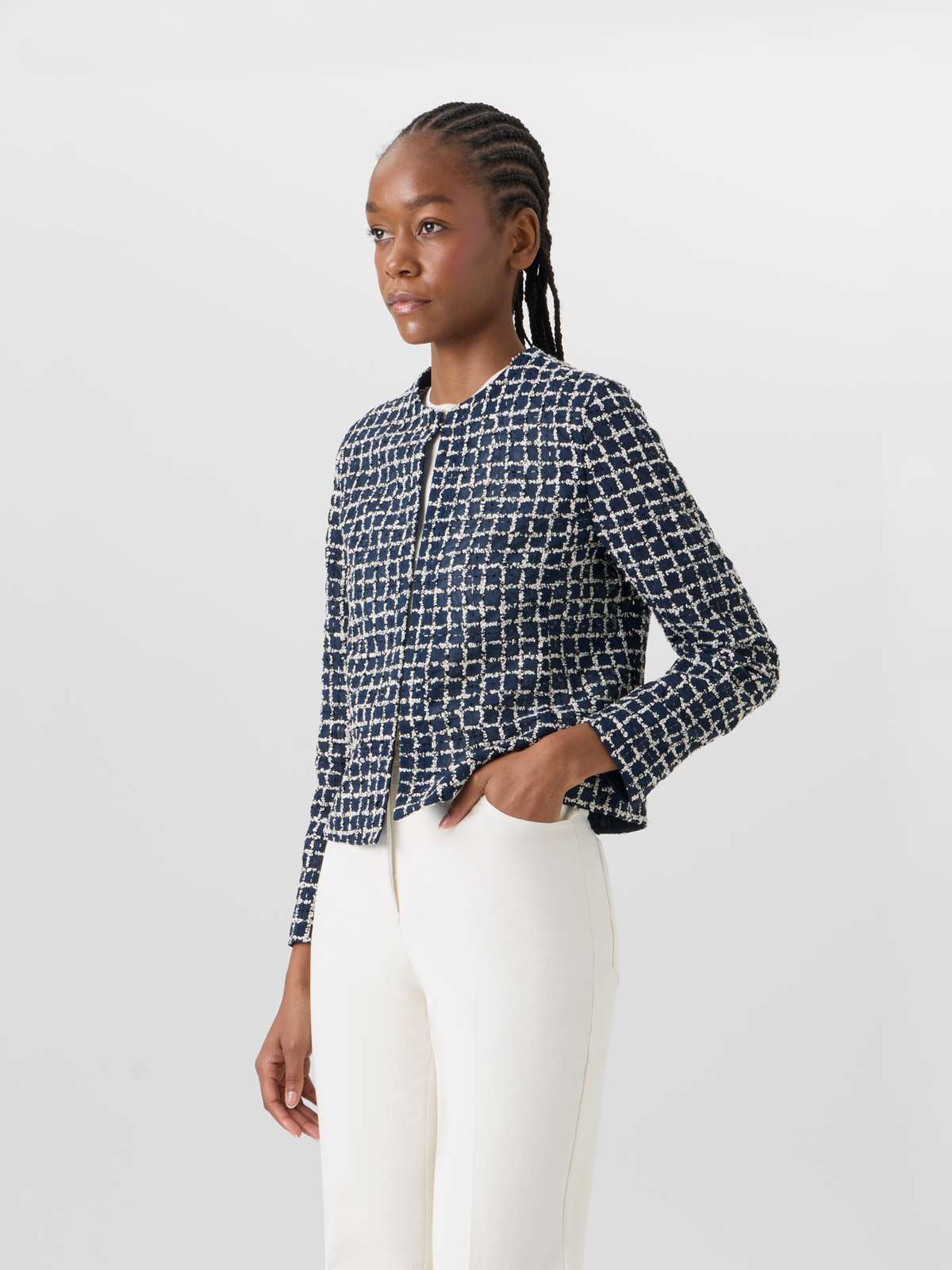 Designer Akio Short Jacket in Cotton Blend - multicolor #editorial