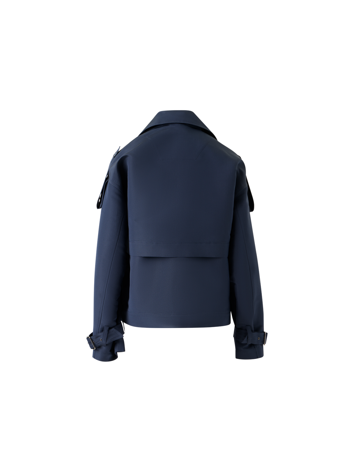 Designer Short Silk Trench Coat with Removable Bolero - neutral - navy - blue