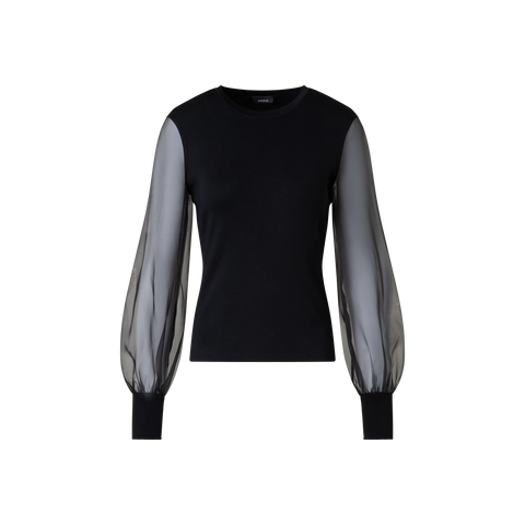 Silk Sweater with Sheer Organza Sleeves