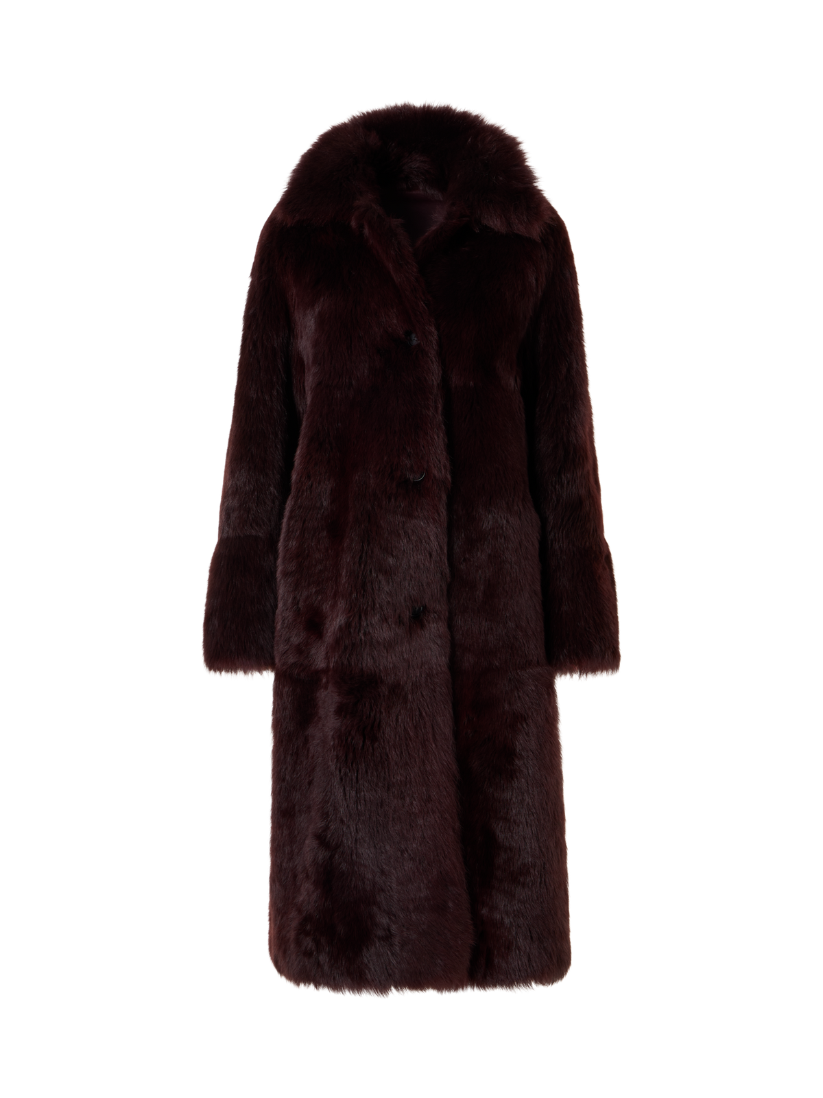Designer Oversized Long Toscana Shearling Coat - red
