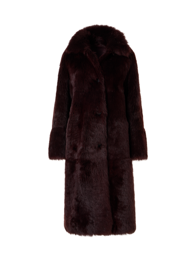 Designer Oversized Long Toscana Shearling Coat - red