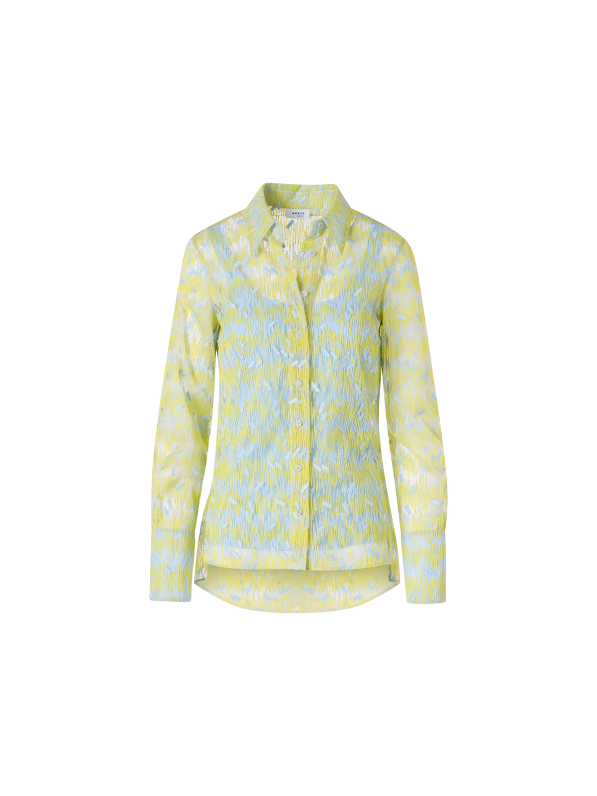 Designer Scribble Dot Embroidered Tulle Blouse - yellow