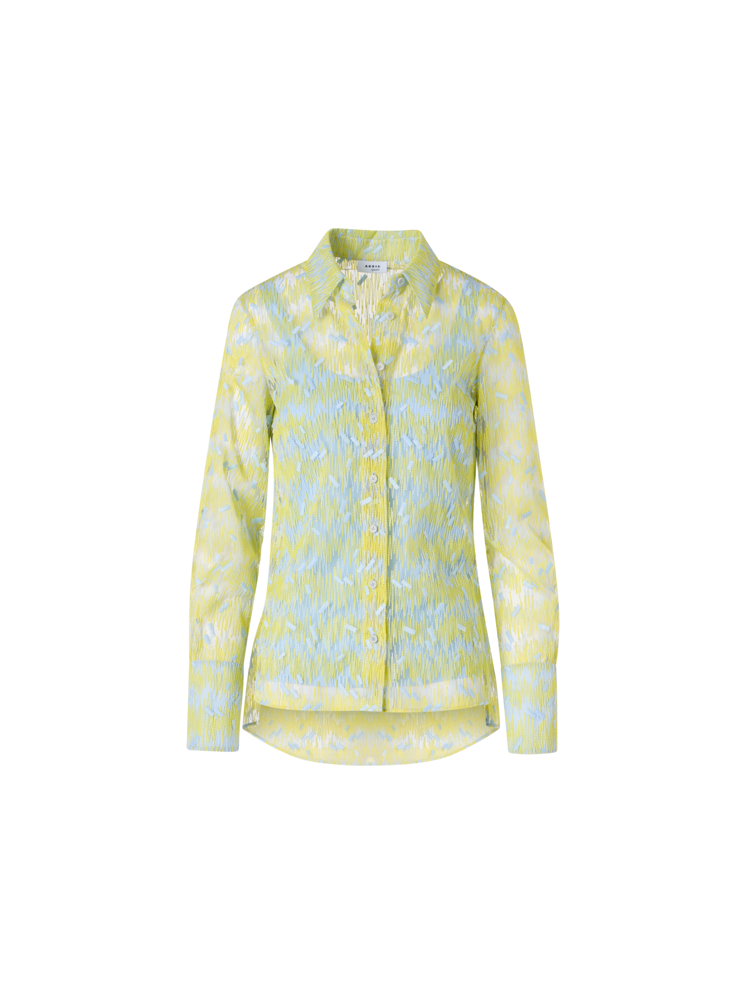 Designer Scribble Dot Embroidered Tulle Blouse - yellow