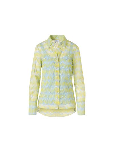 Designer Scribble Dot Embroidered Tulle Blouse - yellow
