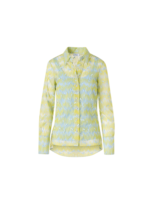 Designer Scribble Dot Embroidered Tulle Blouse - yellow