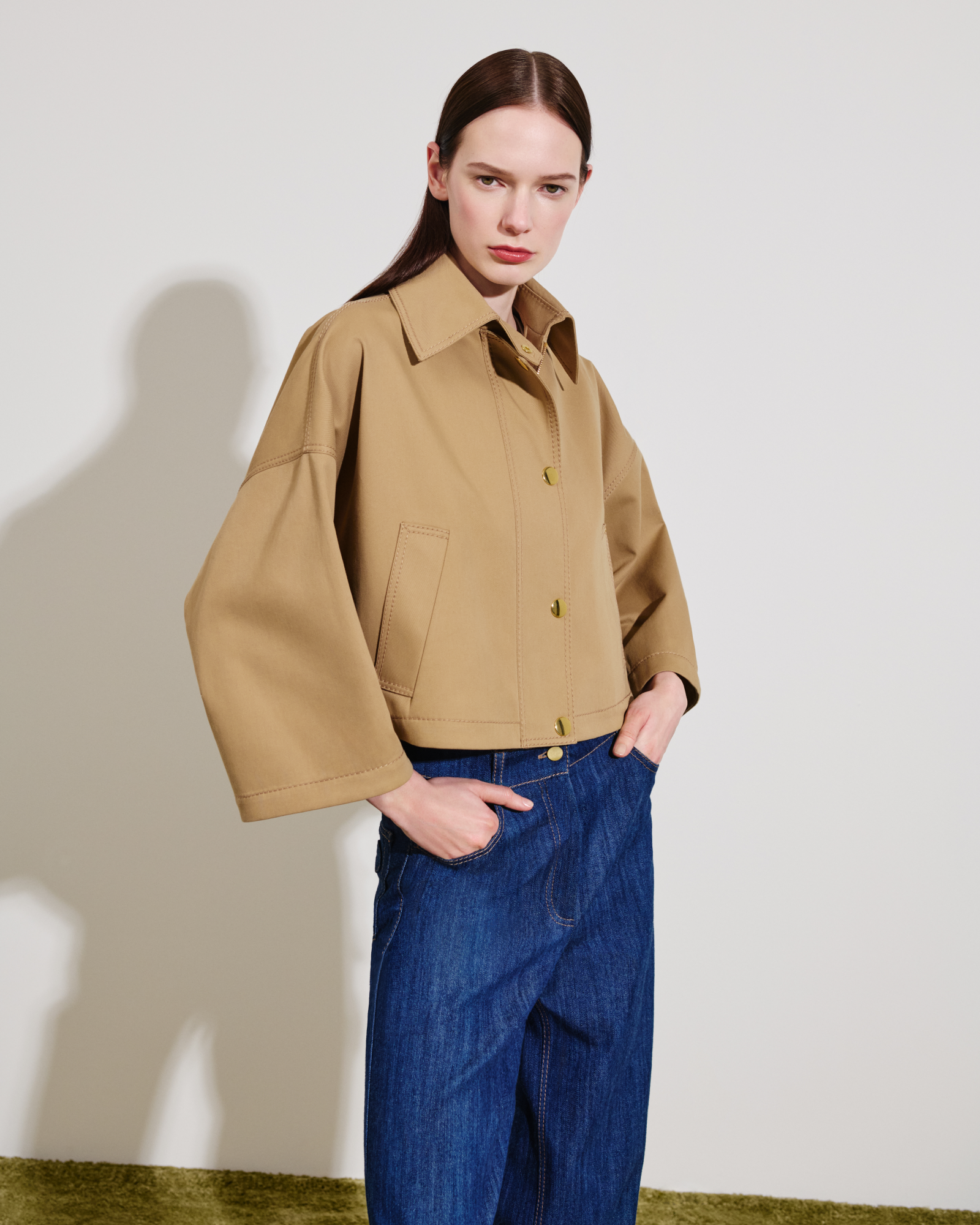 Designer Water-Repellent Cotton Gabardine Jacket - neutral - beige 