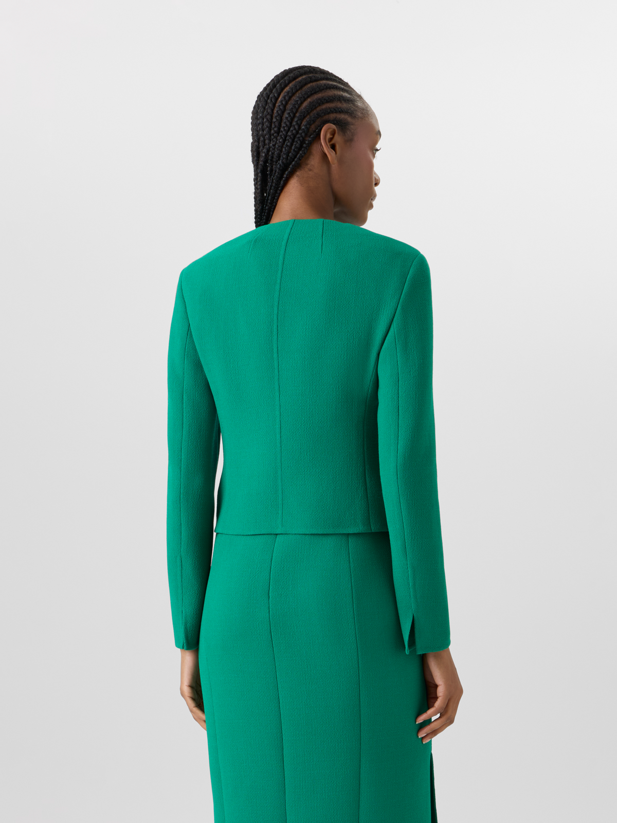 Designer Hemilio Short Jacket in Wool Double-Face - green #editorial